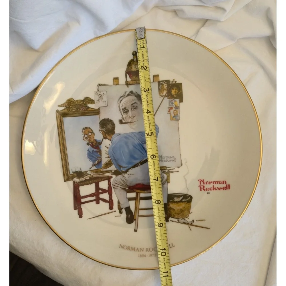 Norman Rockwell Triple Self Portrait Collector Plate Gorham Fine China 1978 USA